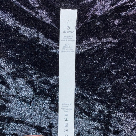Lululemon All Aligned Mock Neck Long Sleeve *Crushed Velvet Velour Black Sz 8 - Picture 4 of 6
